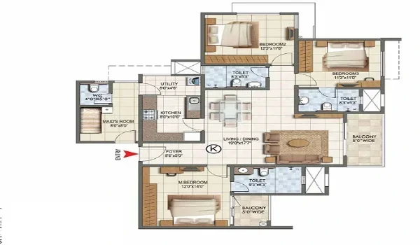L and T Thanisandra 3 BHK Apartment Floor Plan